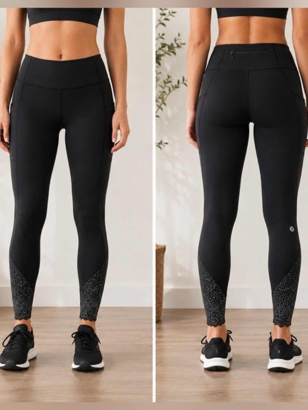 Lululemon Tight Stuff Tight II 25” Black Reflective Running Leggings Size 4